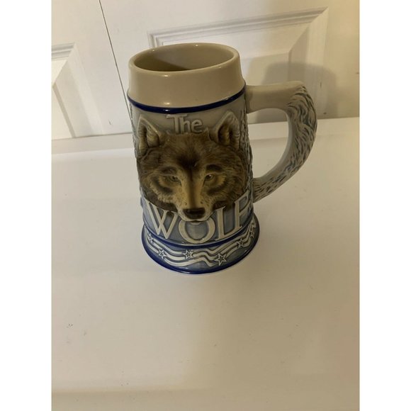 Tom O'Brien American Animal Stein The Grey Wolf Made in Brazil by Ceramarte 2000 - Picture 5 of 10